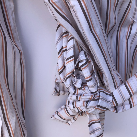 Zara Woman Striped Wrap Long Sleeve Top - Picture 4 of 6